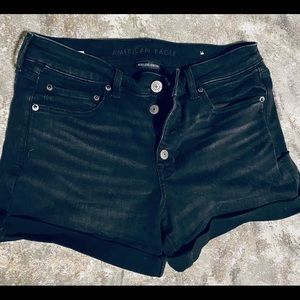 American Eagle black denim midi shorts